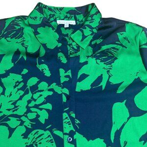 Maison d’Amelie Floral Button Down Shirt Green Blue Size XL NWOT
